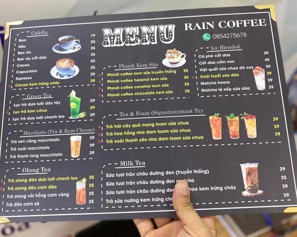 menu cafe