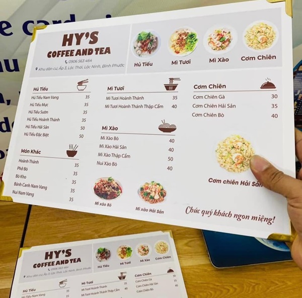 menu quán ăn