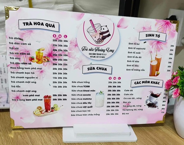 in menu bìa cứng