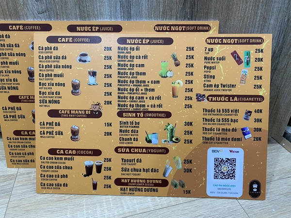 in menu cafe